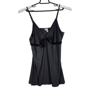Women's Black Ambrielle Chemise Nightgown Bow Tie Front Size XL